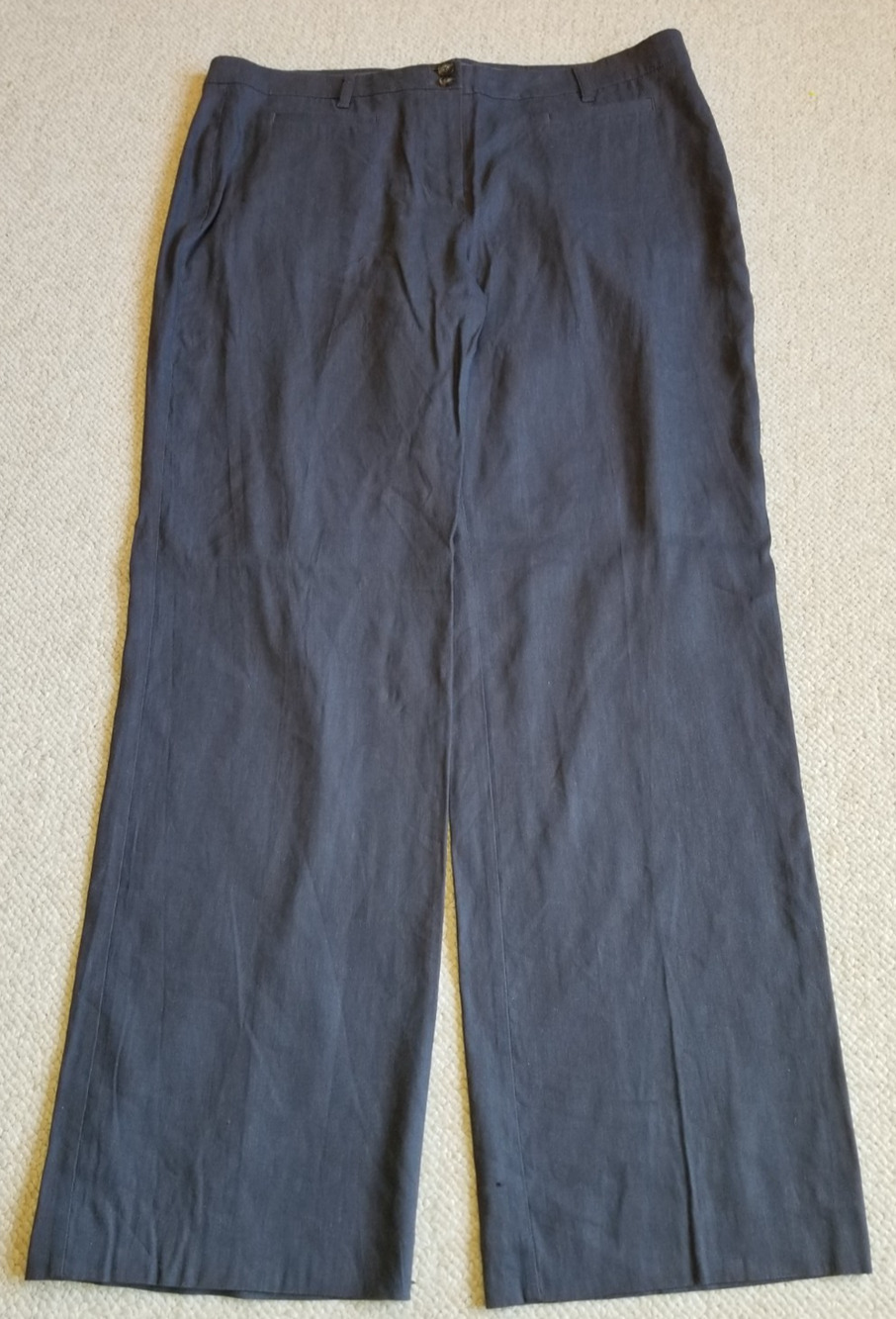 Womens Pants-J. JILL-dark gray "linen stretch" straight leg Classic Resort-14
